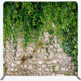 Lofaris Green Creepers Brick Wall Square Tension Backdrop